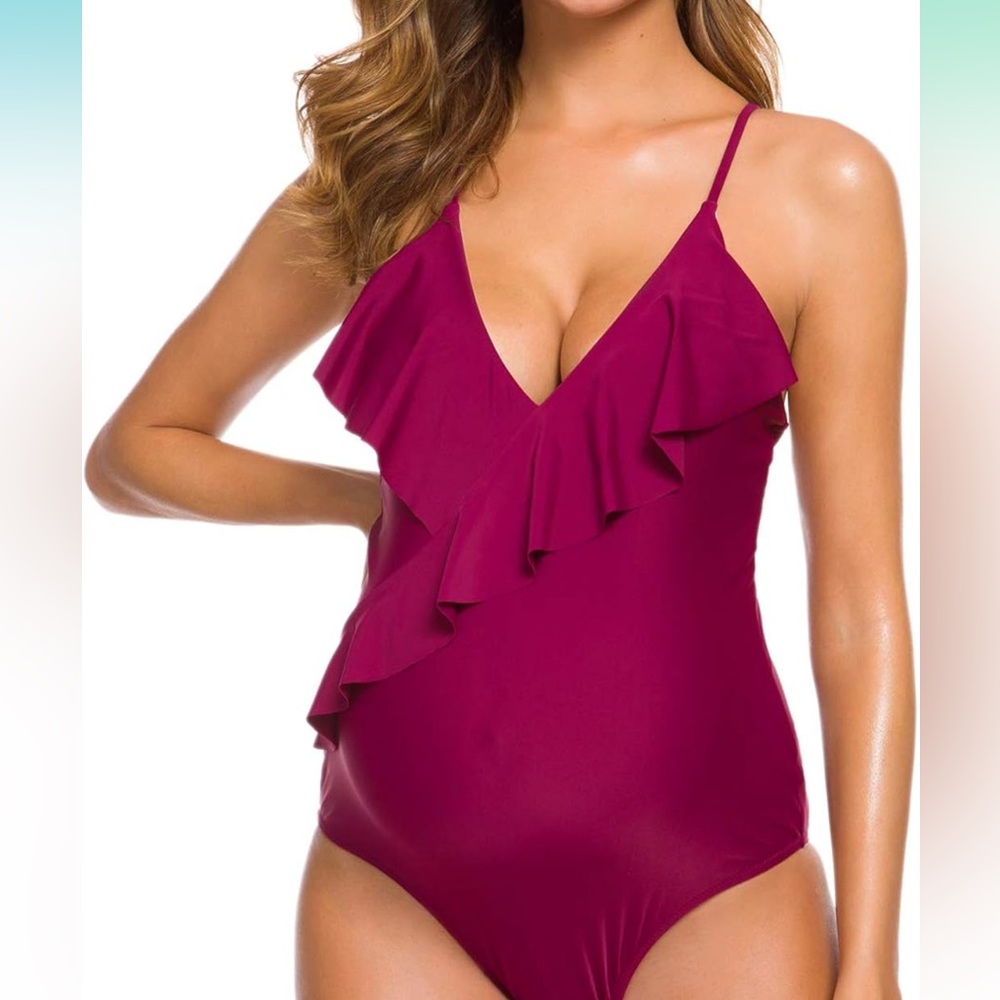Maternity Swimsuits One Piece Ruffle Flounce NWOT